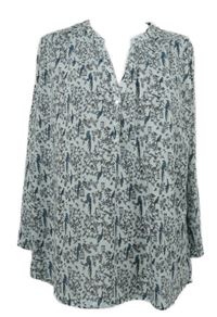 Dámska svetlomodrá kvietkovana blúzka s vtáčky H&M