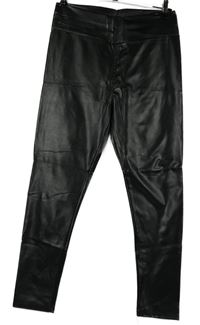 Dámske čierne koženkové tregíny