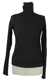 Dámské černé třpytivé triko s rolákem H&M