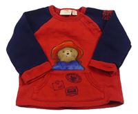 Červeno-tmavomodrá mikina s medvídkem Paddington