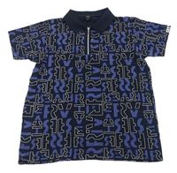 Tmavomodré polo tričko s písmeny River Island