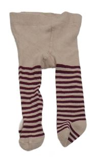 Růžovo-vínové pruhované punčocháče F&F