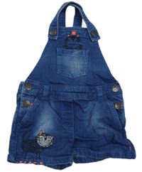 Modré rifľové na traké kraťasy s mačkami Next