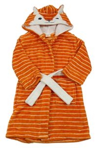 ORanžový pruhovaný chlupatý župan s kapucí- liška