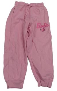 Růžové tepláky s nápisem Barbie
