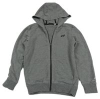 Sivá prepínaci mikina s výšivkou a kapucňou