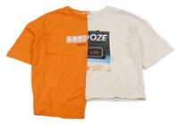 Oranžovo-ružové crop tričko s obrázkom Shein