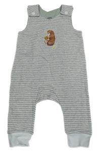 Sivo-biele pruhované na traké tepláky s ježkom