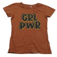 Hnědé tričko s nápisem 