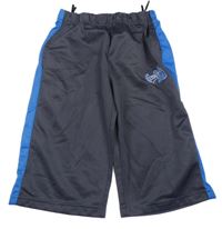 Sivo-modré športové kraťasy s výšivkou