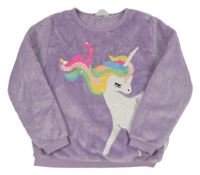 Lila chlpatá mikina s jednorožcem z flitrůH&M