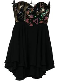 Nové - Dámské černé společenské šifonové minišaty s flitry Le Amo