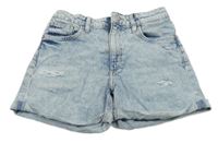 Světlemodré žíhané riflové kraťasy s prošoupáním H&M