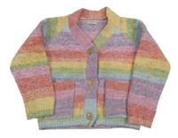 Barevný pruhovaný propínací svetr s kapsami F&F