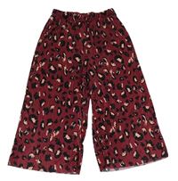 Vínové vzorované plisované culottes nohavice Primark