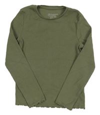 Khaki rebrované tričko Primark