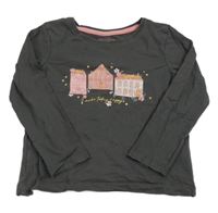 Tmavosivé tričko s domky Primark