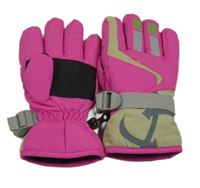 Neonově růžové šusťákové zimní funkční prstové rukavice