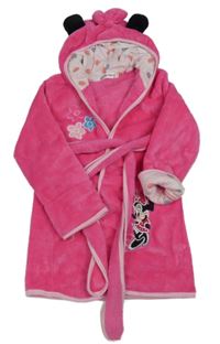 Růžový chlupatý župan s Minnie a kapucí Disney