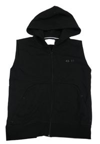 Čierna tepláková prepínaci vesta s nápisom a kapucňou