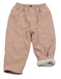 Svetloružové zateplené manšestráky Shein