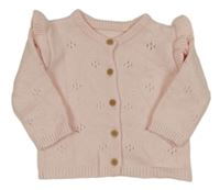 Světlerůžový propínací svetr s dirkovaným vzorem Matalan