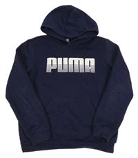 Tmavomodrá mikina s logem a kapucí Puma 