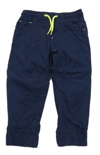 Tmavomodré plátenné cuff nohavice Kiki&Koko