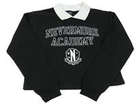 Černá crop mikina s nápisem a límečkem - Wedneday