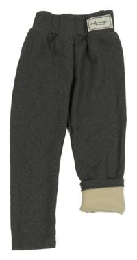 Tmavosivé zateplené legíny s nášivkou Shein