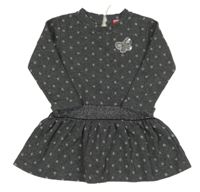 Tmavošedé puntíkaté šaty s flitry