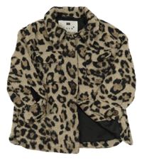 Béžovo-čierna leopardí podšitá košeľová bunda F&F