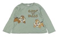 Zelenošedé tričko s Chipem a Dalem H&M