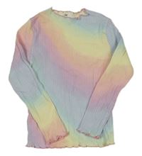 Farebné duhové rebrované tričko H&M