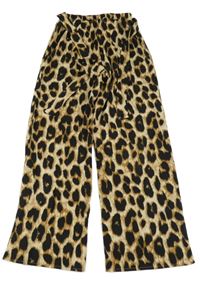 Hnedo-čierne leopardí voľné é nohavice s opaskom Shein