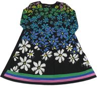 Černo-barevné květované bavlněné šaty Desigual