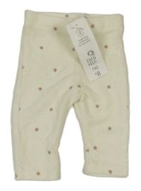 Nové - Smotanové rebrované zamatové legíny s hviezdami F&F