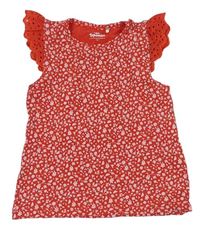 Červené kvetované tričko s madeirou Topolino
