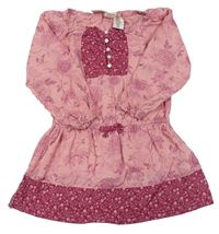 Ružovo-tmavoružová blúzková á tunika s kvetmi H&M
