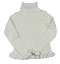 Biely rebrovaný sveter s rolákom Matalan
