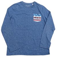 Modré melírované tričko s vreckom C&A