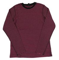 Čierno-ružové pruhované tričko H&M