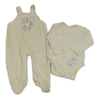 2set - Smetanové puntíkované body + sametové dupačky se sloníkem George
