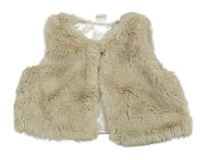 Béžová kožušinová podšitá vesta H&M