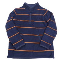 Tmavomodro-oranžová pruhovaná fleecová mikina John Lewis
