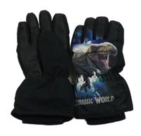 Černé šusťákové prstové zimní rukavice Jurský Svět H&M