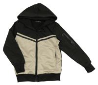 Černo-béžová propínací mikina s kapucí 