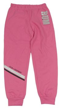 Nové - Růžové cuff tepláky s nápisem 