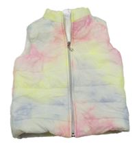 Farebná batikovaná zateplená vesta