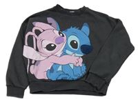 Tmavošedá oversize crop mikina se Stitchem Disney